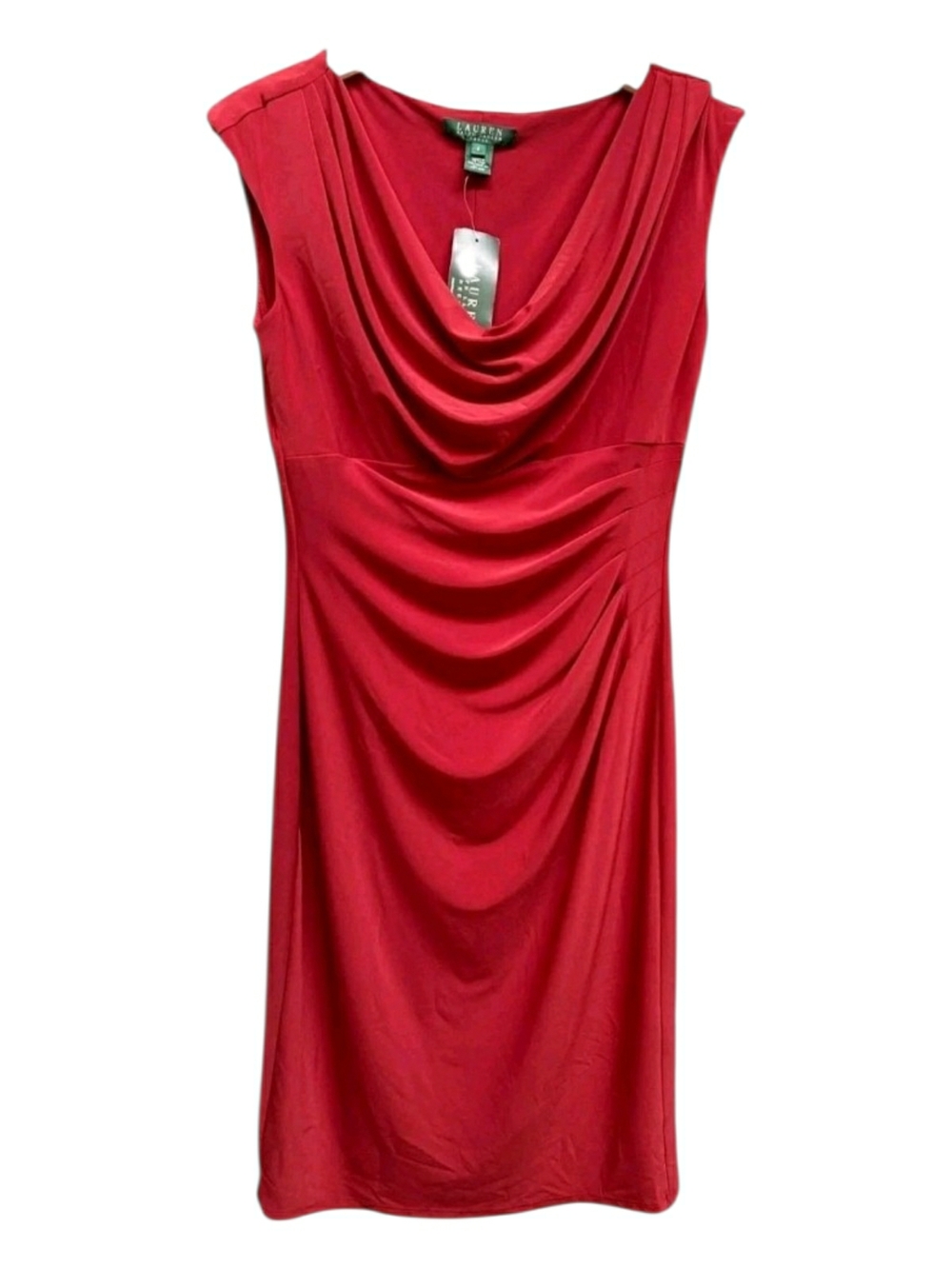 Lauren Ralph Lauren Women's Sz 6 Draped Ruched Cap Sleeve Sheath Dress NWT $130